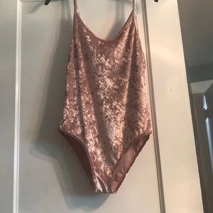 Pink crushed velvet body suit - never worn